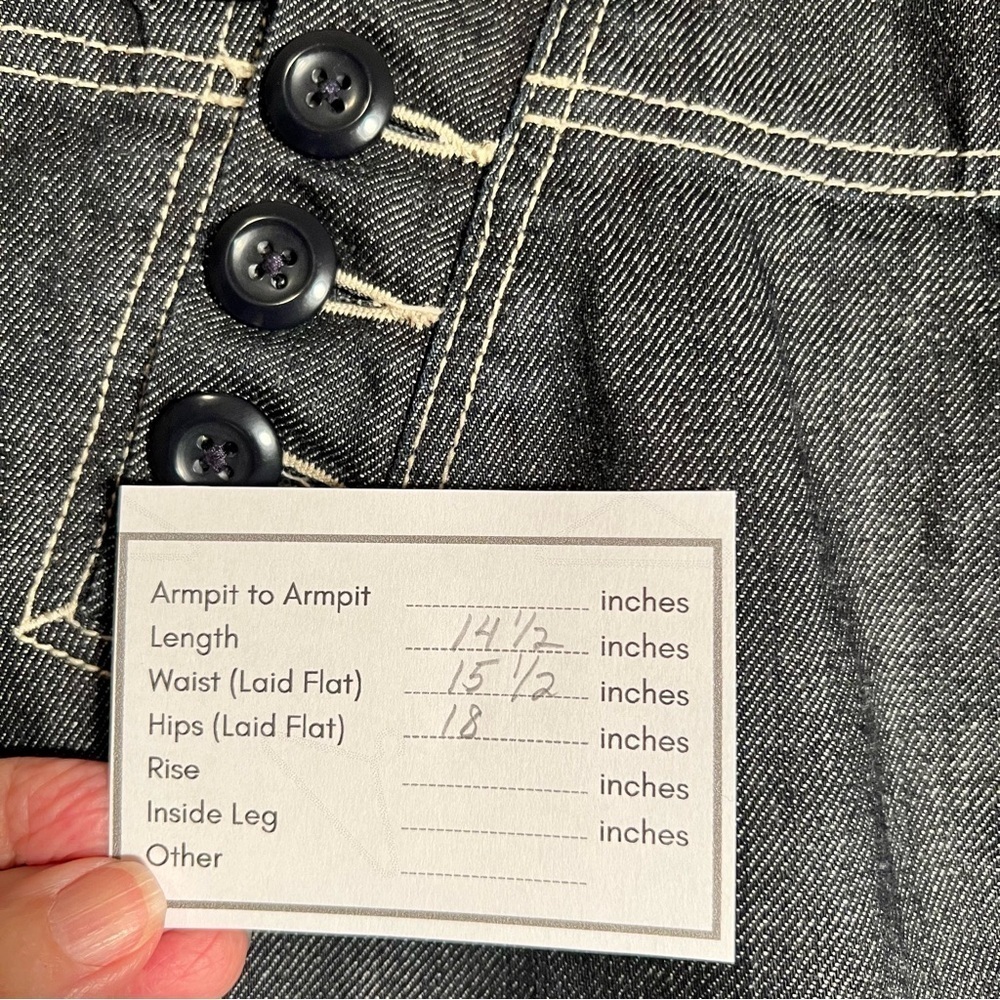 Gap Black Denim Mini Skirt White Contrast Stitch Nautical Button Detail Y2K - Picture 8 of 8